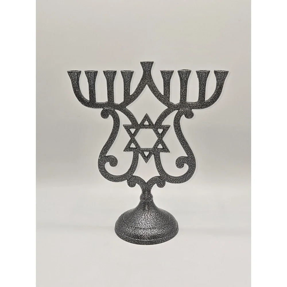 Vintage Metal Menorah Star of David‎ 9 Candle Candelabra Judaica Decor